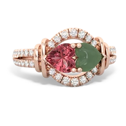 Pink Tourmaline Art-Deco Keepsake 14K Rose Gold ring R5630