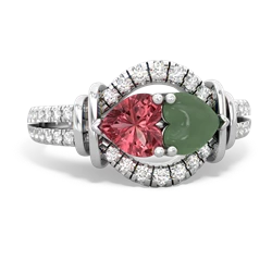 Pink Tourmaline Art-Deco Keepsake 14K White Gold ring R5630