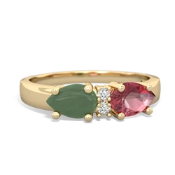 Pink Tourmaline Pear Bowtie 14K Yellow Gold ring R0865