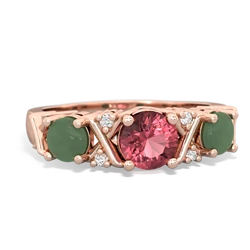 Pink Tourmaline Hugs And Kisses 14K Rose Gold ring R5016