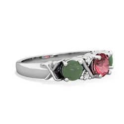 Pink Tourmaline Hugs And Kisses 14K White Gold ring R5016