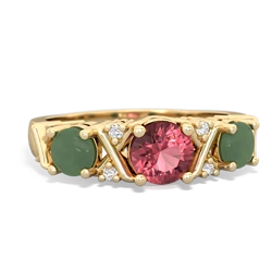 Pink Tourmaline Hugs And Kisses 14K Yellow Gold ring R5016