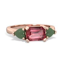 Pink Tourmaline Three Stone 14K Rose Gold ring R5235