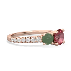 Pink Tourmaline Pave Trellis 14K Rose Gold ring R5500