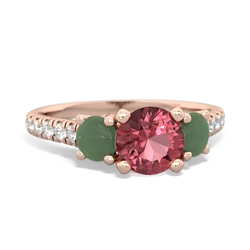 Pink Tourmaline Pave Trellis 14K Rose Gold ring R5500