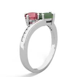 Pink Tourmaline Channel Set Two Stone 14K White Gold ring R5303