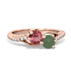 Pink Tourmaline Infinity Pave Two Stone 14K Rose Gold ring R5285