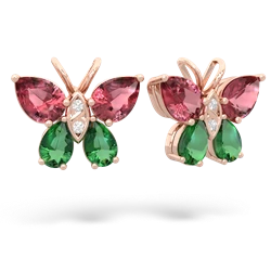 Pink Tourmaline Butterfly 14K Rose Gold earrings E2215