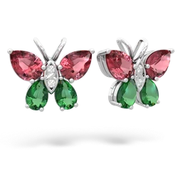Pink Tourmaline Butterfly 14K White Gold earrings E2215