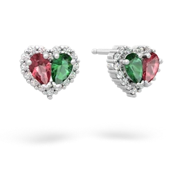 Pink Tourmaline Halo 14K White Gold earrings E7008