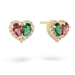 Pink Tourmaline Halo 14K Yellow Gold earrings E7008