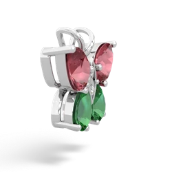 Pink Tourmaline Butterfly 14K White Gold pendant P2215