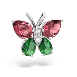 Pink Tourmaline Butterfly 14K White Gold pendant P2215