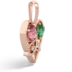 Pink Tourmaline Celtic Trinity Heart 14K Rose Gold pendant P5331