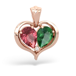 Pink Tourmaline Two Become One 14K Rose Gold pendant P5330