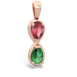 Pink Tourmaline Infinity 14K Rose Gold pendant P5050