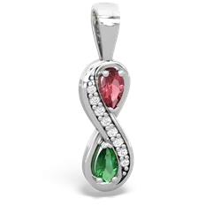 Pink Tourmaline Diamond Infinity 14K White Gold pendant P5390