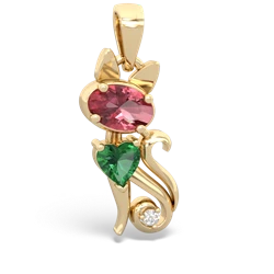 Pink Tourmaline Kitten 14K Yellow Gold pendant P5780