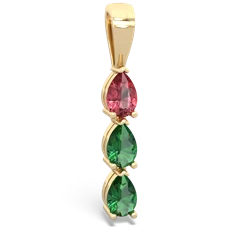 Pink Tourmaline Dew Drops 14K Yellow Gold pendant P2251