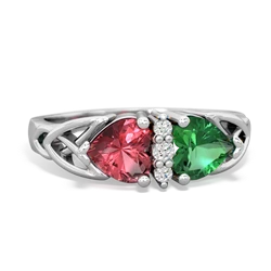 Pink Tourmaline Celtic Knot Double Heart 14K White Gold ring R5040