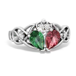 Pink Tourmaline 'One Heart' Celtic Knot Claddagh 14K White Gold ring R5322