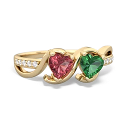 Pink Tourmaline Side By Side 14K Yellow Gold ring R3090