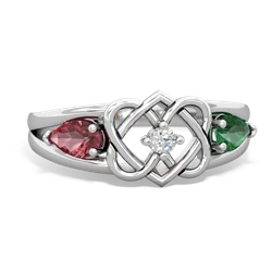 Pink Tourmaline Hearts Intertwined 14K White Gold ring R5880