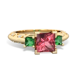 Pink Tourmaline Eternal Embrace Engagement 14K Yellow Gold ring C2001