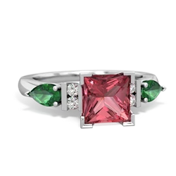 Pink Tourmaline 6Mm Princess Eternal Embrace Engagement 14K White Gold ring C2002