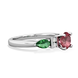 Pink Tourmaline 6Mm Round Eternal Embrace Engagement 14K White Gold ring R2005