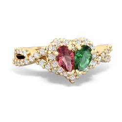 Pink Tourmaline Diamond Twist 'One Heart' 14K Yellow Gold ring R2640HRT