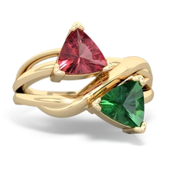 Pink Tourmaline Split Band Swirl 14K Yellow Gold ring R2341