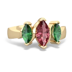 Pink Tourmaline Three Peeks 14K Yellow Gold ring R2433