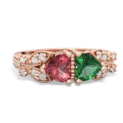 Pink Tourmaline Diamond Butterflies 14K Rose Gold ring R5601