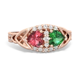 Pink Tourmaline Sparkling Celtic Knot 14K Rose Gold ring R2645