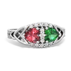 Pink Tourmaline Sparkling Celtic Knot 14K White Gold ring R2645