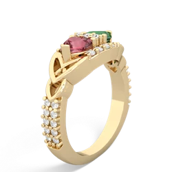 Pink Tourmaline Sparkling Celtic Knot 14K Yellow Gold ring R2645