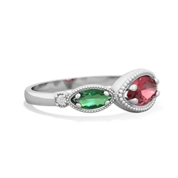 Pink Tourmaline Milgrain Marquise 14K White Gold ring R5700