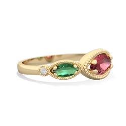 Pink Tourmaline Milgrain Marquise 14K Yellow Gold ring R5700