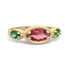 Pink Tourmaline Milgrain Marquise 14K Yellow Gold ring R5700