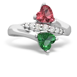 Pink Tourmaline Heart To Heart 14K White Gold ring R2064