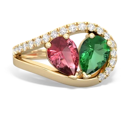 Pink Tourmaline Nestled Heart Keepsake 14K Yellow Gold ring R5650