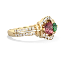 Pink Tourmaline Art-Deco Keepsake 14K Yellow Gold ring R5630