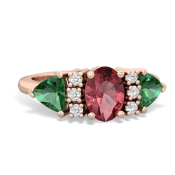 Pink Tourmaline Antique Style Three Stone 14K Rose Gold ring R2186