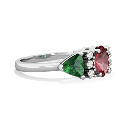 Pink Tourmaline Antique Style Three Stone 14K White Gold ring R2186