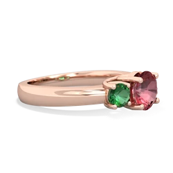 Pink Tourmaline Three Stone Round Trellis 14K Rose Gold ring R4018