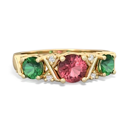 Pink Tourmaline Hugs And Kisses 14K Yellow Gold ring R5016