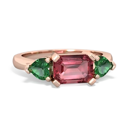 Pink Tourmaline Three Stone 14K Rose Gold ring R5235