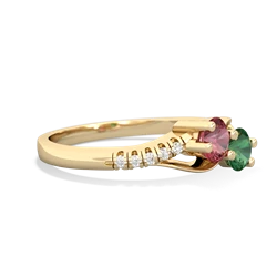 Pink Tourmaline Infinity Pave Two Stone 14K Yellow Gold ring R5285