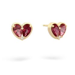 Pink Tourmaline 'Our Heart' 14K Yellow Gold earrings E5072